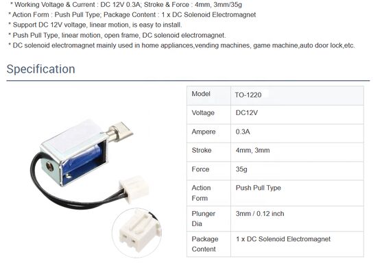 U1054s-2-001 Kunci Elektromagnetik / Solenoid / Aksesori Kabinet Kunci Cerdas / Solenoid Dorong-Tarik